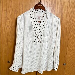 Chicos Cream Polka Dot Blouse Sz 3